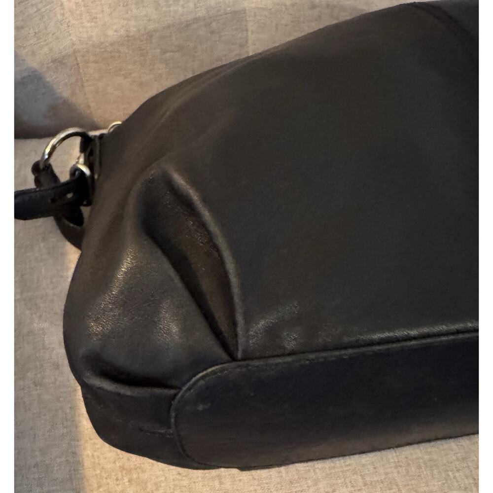 Coach Mia Satchel 15729 Black Leather Silver Hardware Purple Lining - Picture 8 of 13